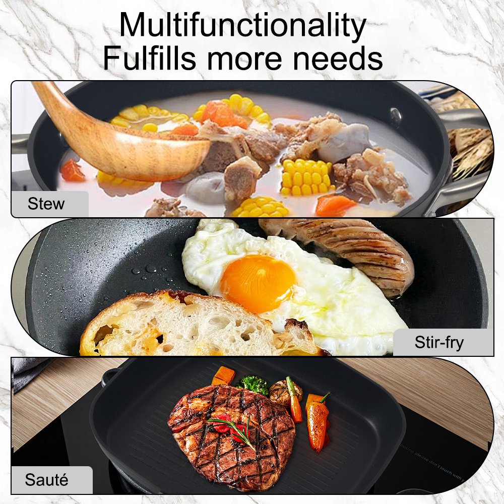 LINK LIFE 8-Inch 20cm Frying Pan S,Heavy-Gauge Aluminum Pots And Pans With Reinforced Nonstick Coating, Oven And Dishwasher Safe