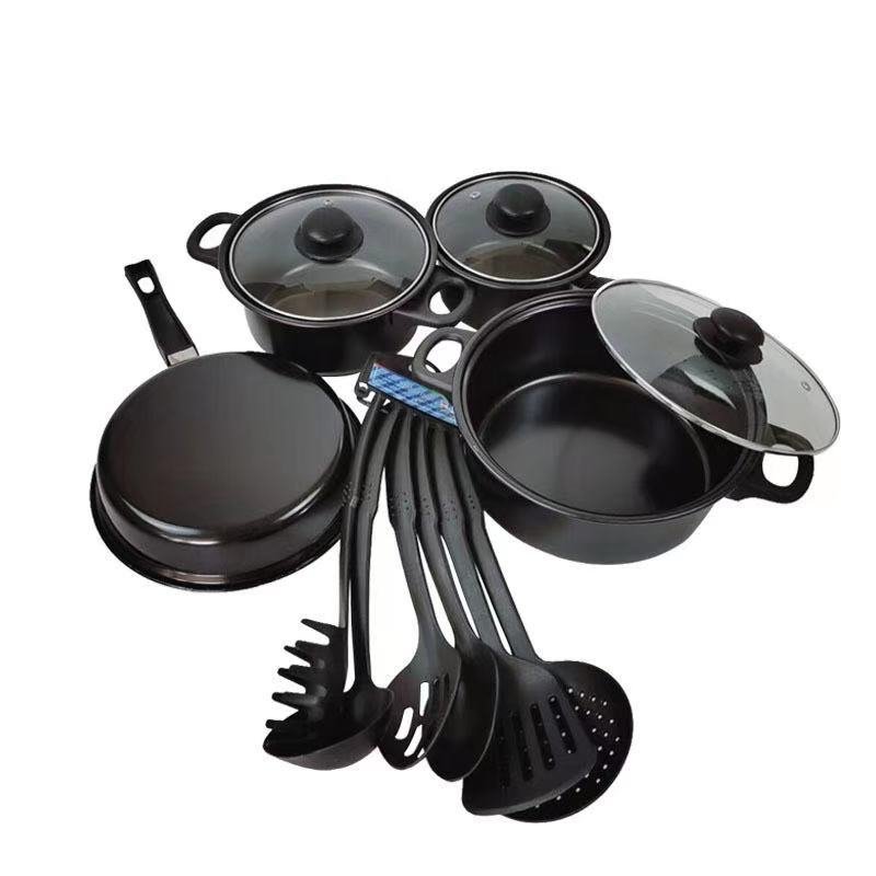 High Quality Kitchen Canister Set minimalist design sustainable metal glass lid olive cookware set for TV kitchen users