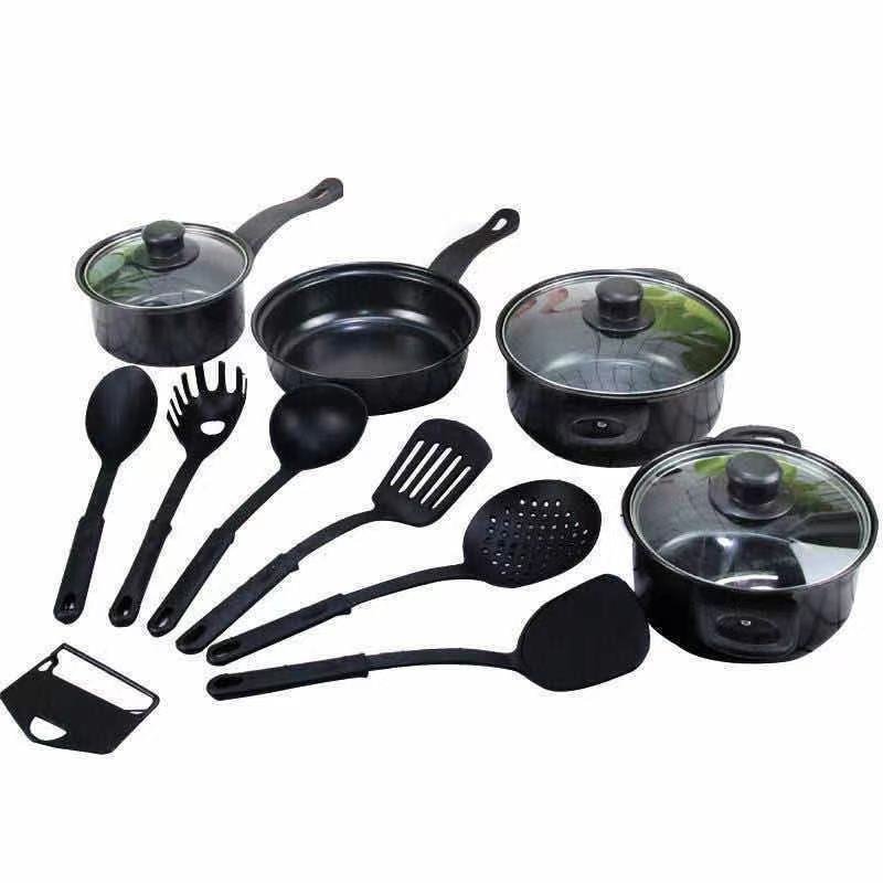 High Quality Kitchen Canister Set minimalist design sustainable metal glass lid olive cookware set for TV kitchen users