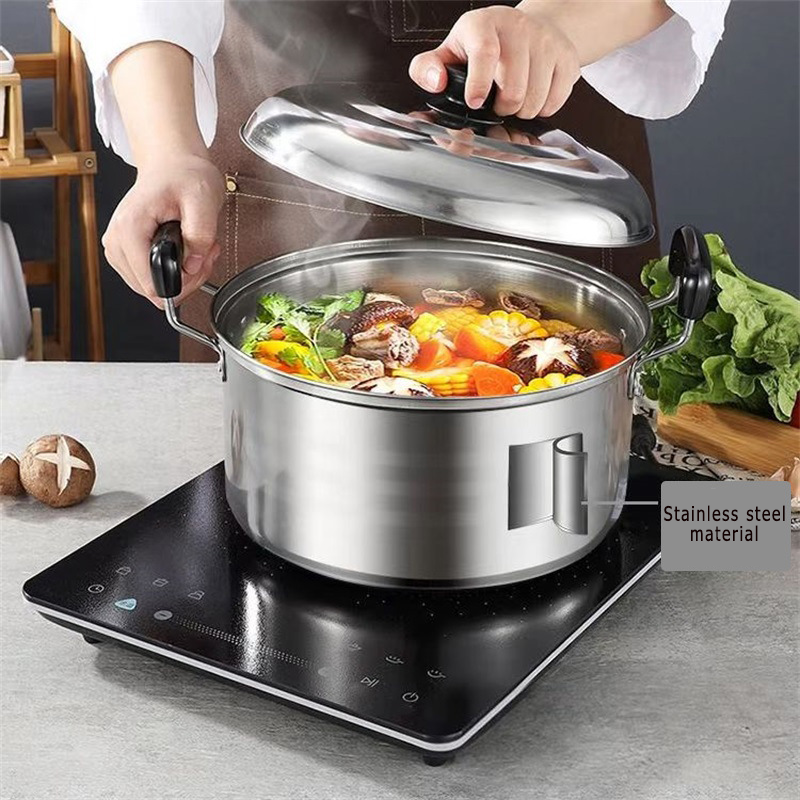ZS Factory direct sales 10pcs stainless steel kitchenware soup pot cuisine cookware set stock pot stew cooking pot