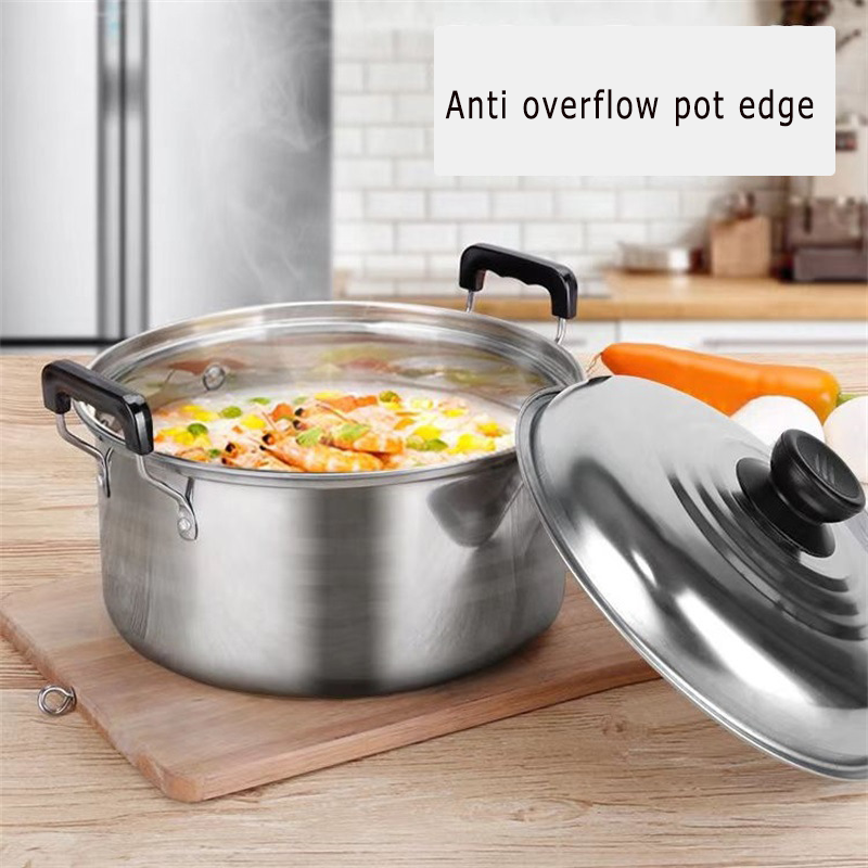 ZS Factory direct sales 10pcs stainless steel kitchenware soup pot cuisine cookware set stock pot stew cooking pot