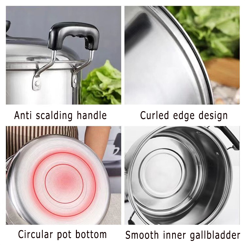ZS Factory direct sales 10pcs stainless steel kitchenware soup pot cuisine cookware set stock pot stew cooking pot