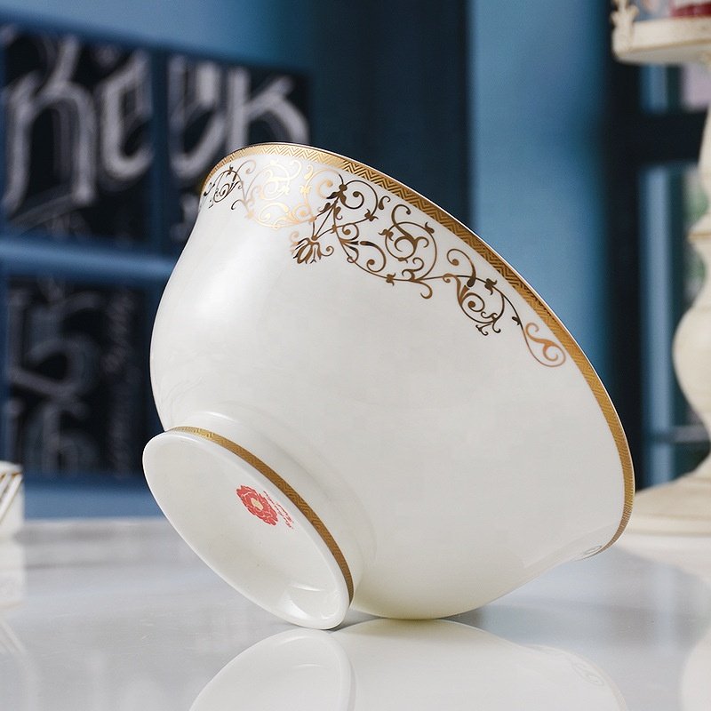 New Product 60 Pcs Fashion Home Decor Luxury Gold Love Sea Dining Room Sets Porcelain Dinnerware Sets