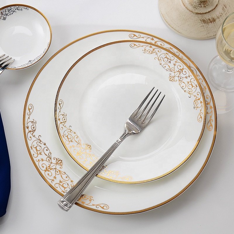 New Product 60 Pcs Fashion Home Decor Luxury Gold Love Sea Dining Room Sets Porcelain Dinnerware Sets