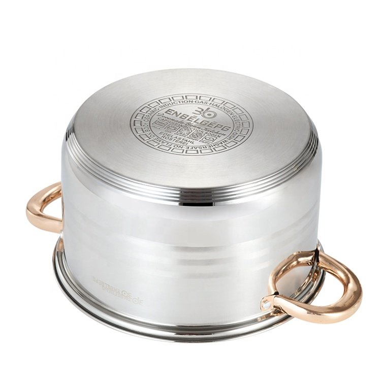 Manufacturer Wholesale Kitchen Ware 12pcs Stainless Steel Gold Capsulated Cooking Pots And Pans Nonstick Cookware Sets