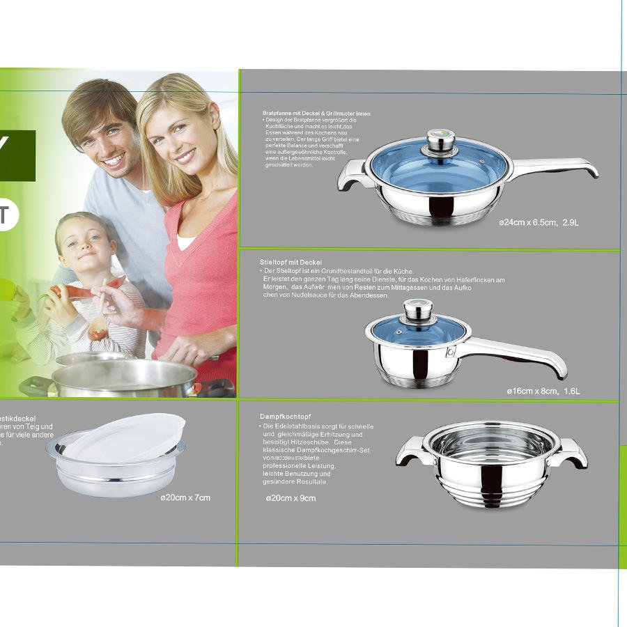 Customizable 70/100/110pcs 304/201Kitchen Cook Double Bottom cookware sets with Glass Lid Stainless Steel Cooking Pot Set