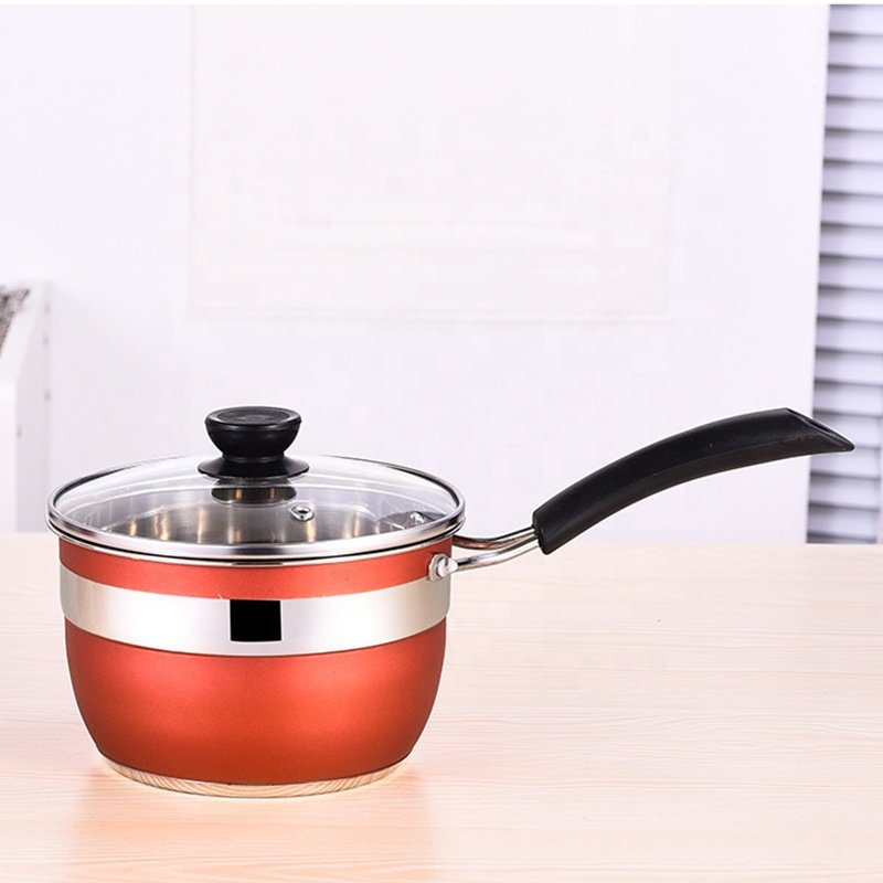 Stock Available Non Stick Stainless Steel 12 Pcs Red Cookware Set Pots And Pan Sets