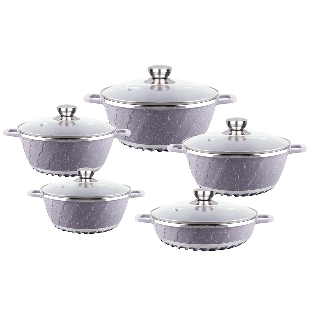 10 Pcs Disini Die Dessini Kicthen Pot Cookware Sets with Marble Coating Stocked