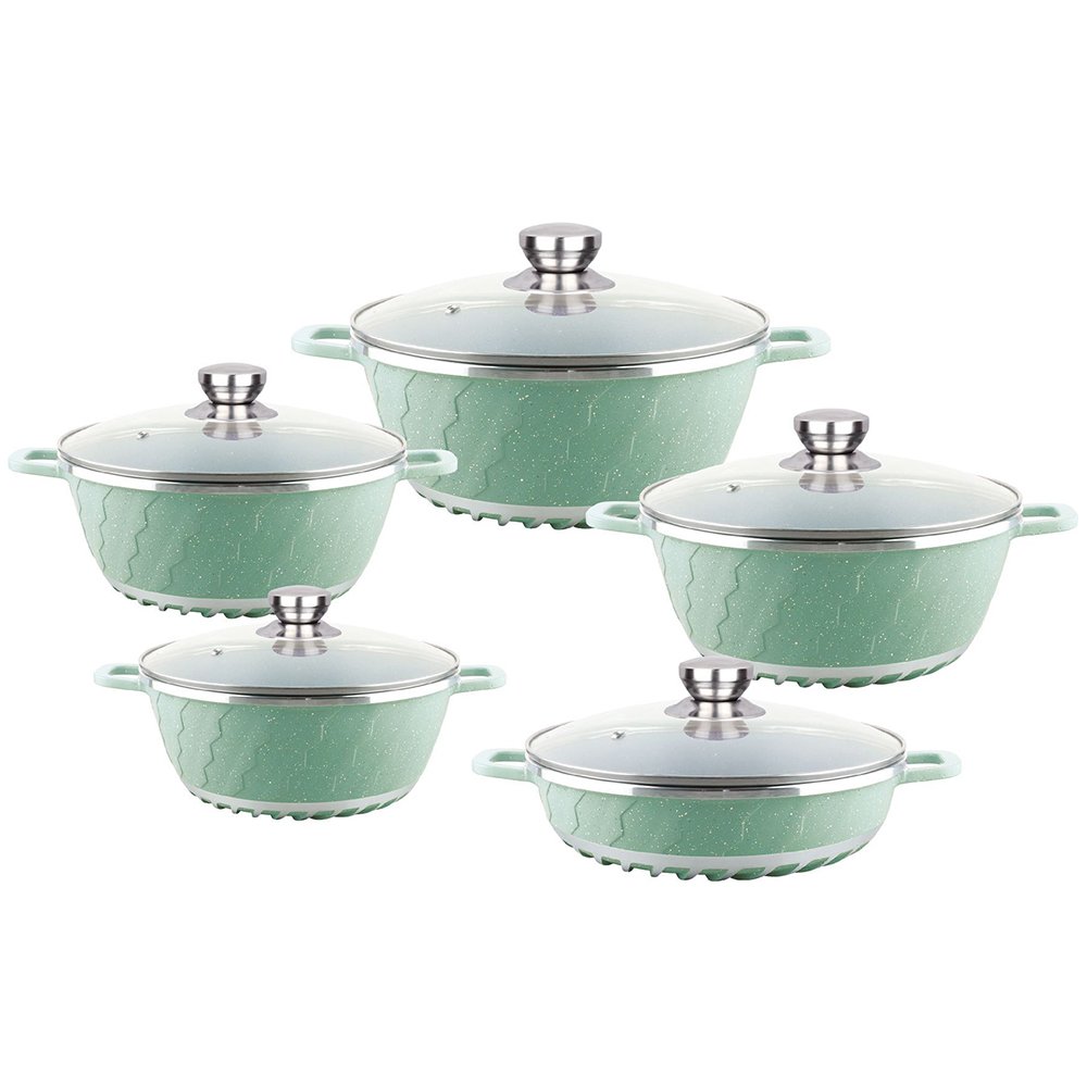 10 Pcs Disini Die Dessini Kicthen Pot Cookware Sets with Marble Coating Stocked