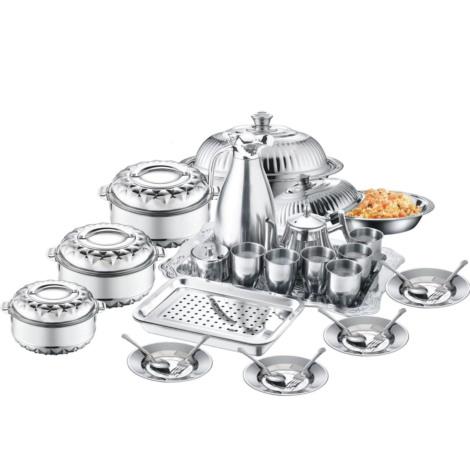 Hot Selling 28 PCS Stainless Steel Kitchen Cookware Cooking Soup Pot Steel Pot Set Insulation Cookware Sets