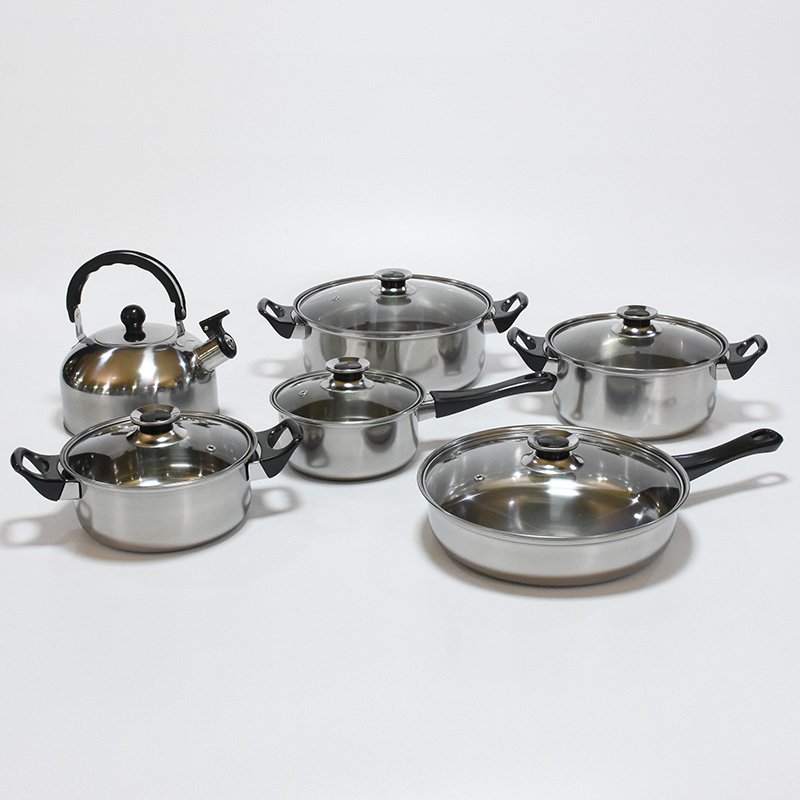 Non stick 12 pieces cooking pot set multi-function stainless steel cookware set