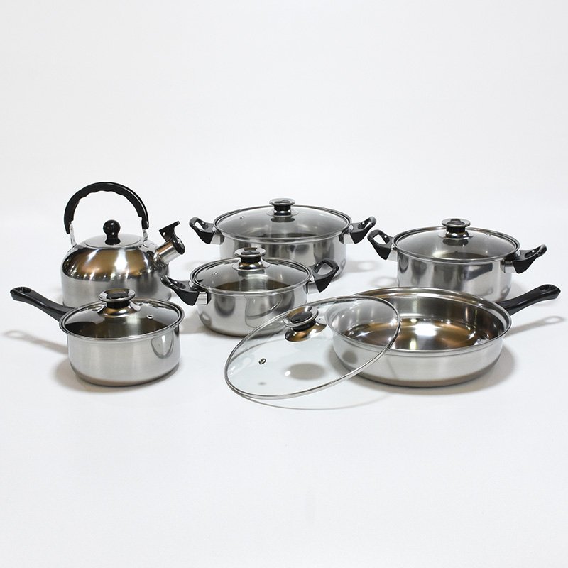 Non stick 12 pieces cooking pot set multi-function stainless steel cookware set