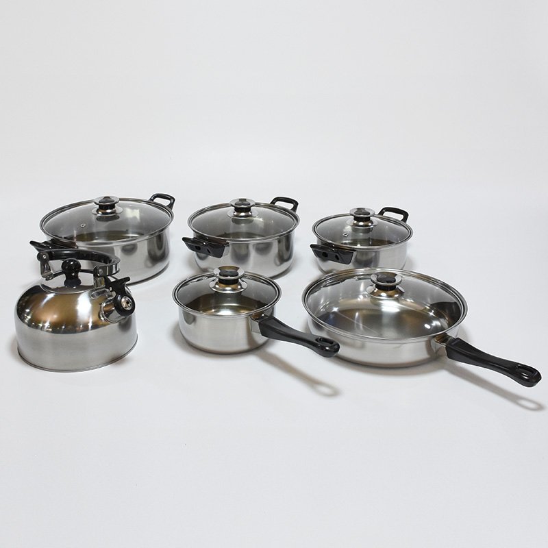 Non stick 12 pieces cooking pot set multi-function stainless steel cookware set