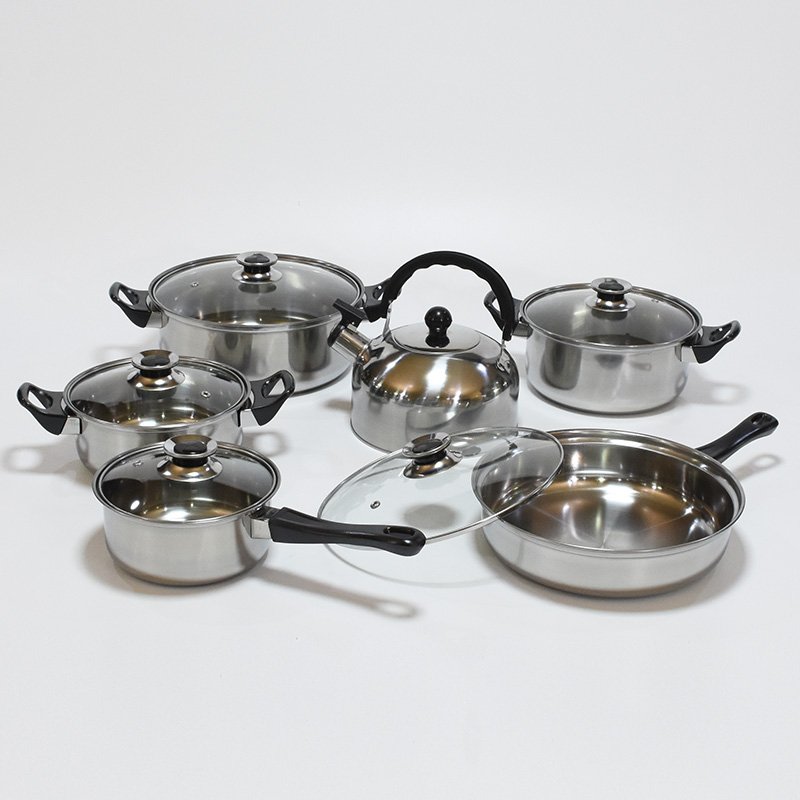 Non stick 12 pieces cooking pot set multi-function stainless steel cookware set