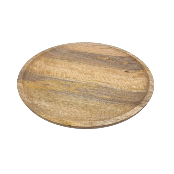 Acacia Wood Round Plate Natural Color Set Of 2 Custom Size Dishes & Plates For Kitchen And Table Top For Serving In Bulk