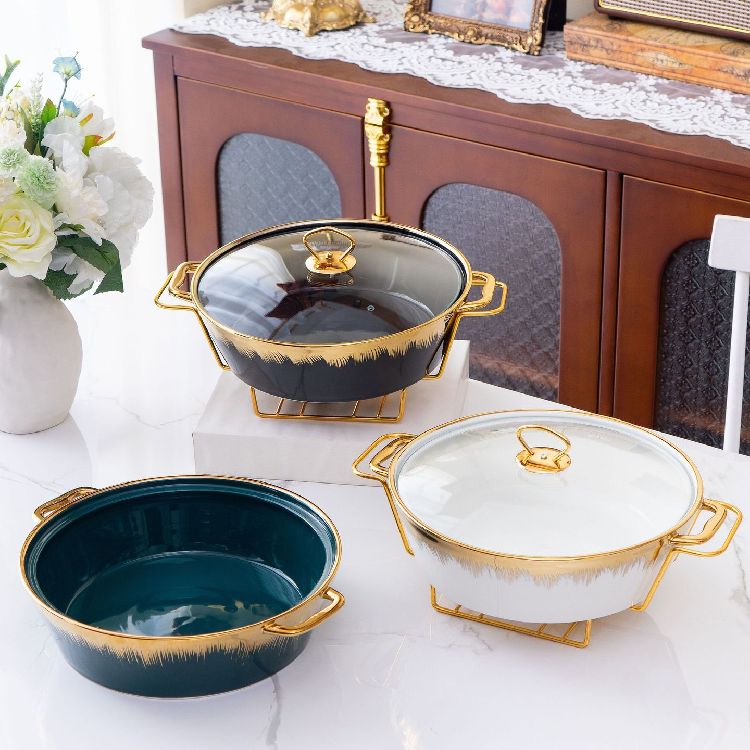 Premium Casserole ceramic set cookware Baking tray china Candle Warmer Hotel cookware sets non stick for Candle Heating