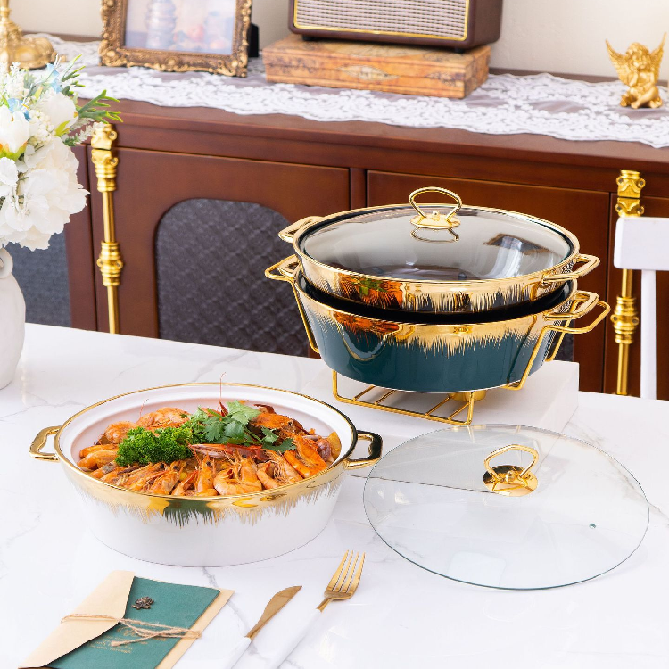 Premium Casserole ceramic set cookware Baking tray china Candle Warmer Hotel cookware sets non stick for Candle Heating