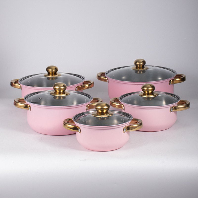 Factory Direct Sell Cookware Sets High-quality Popular Pink None Stick Pot Set Cookware Set 5PCS