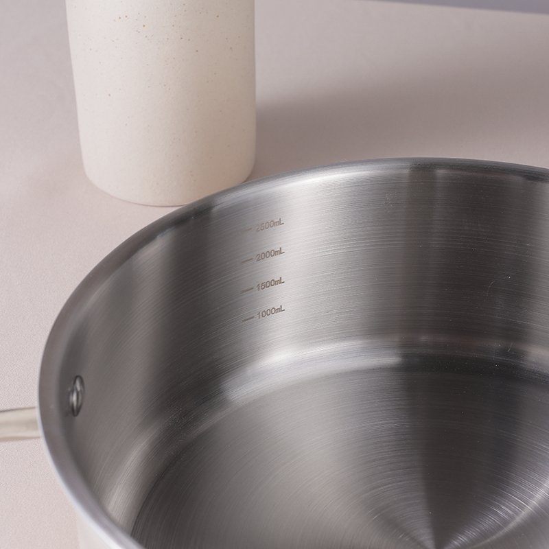 Ready to ship 3pcs set color beige stainless steel 304 healthy coating cooking milk pot set saucepan casserole cookware set