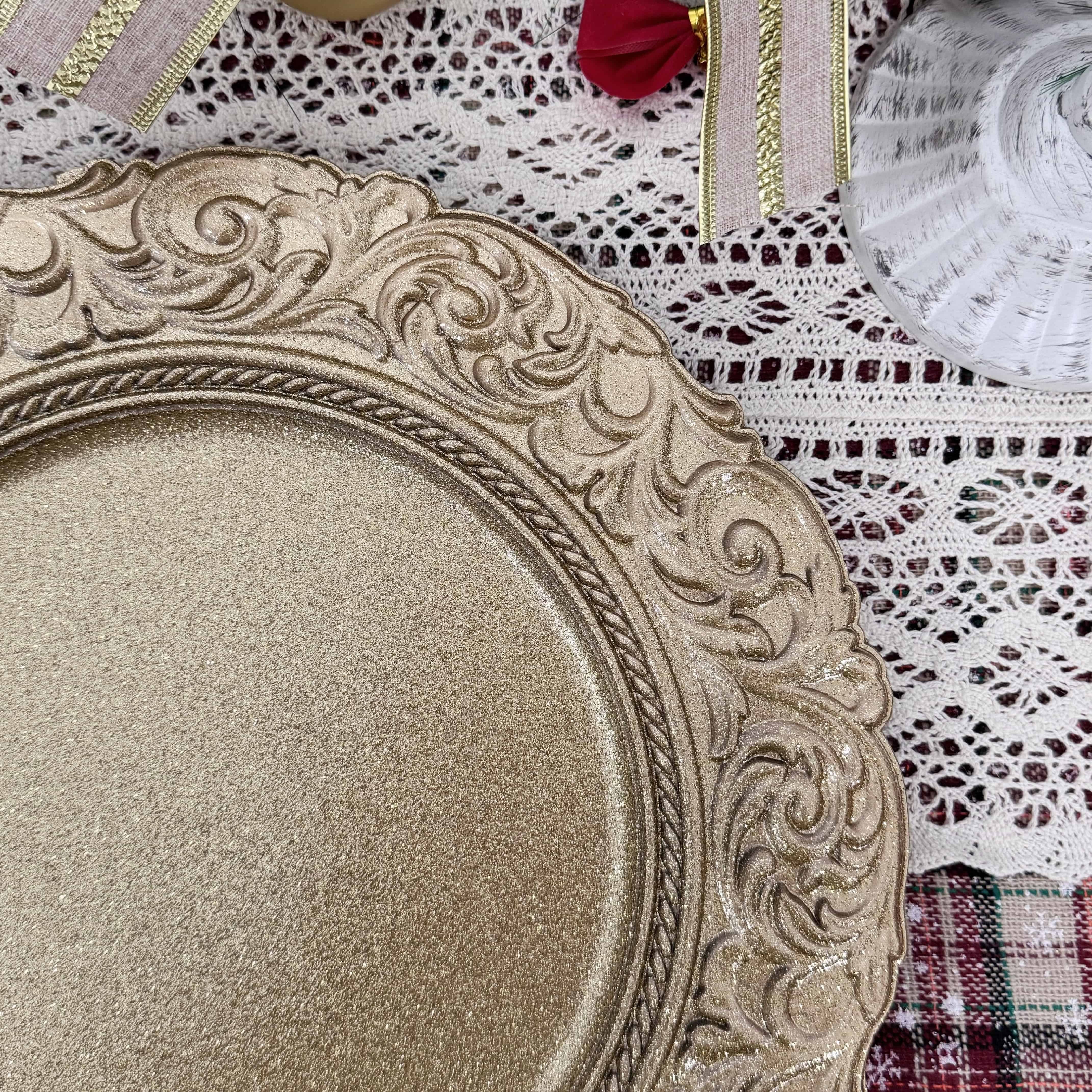 Factory Wholesale Golden Banquet Charger Plates Golden Coral Plastic Charger Plates cookware sets charger plates wedding