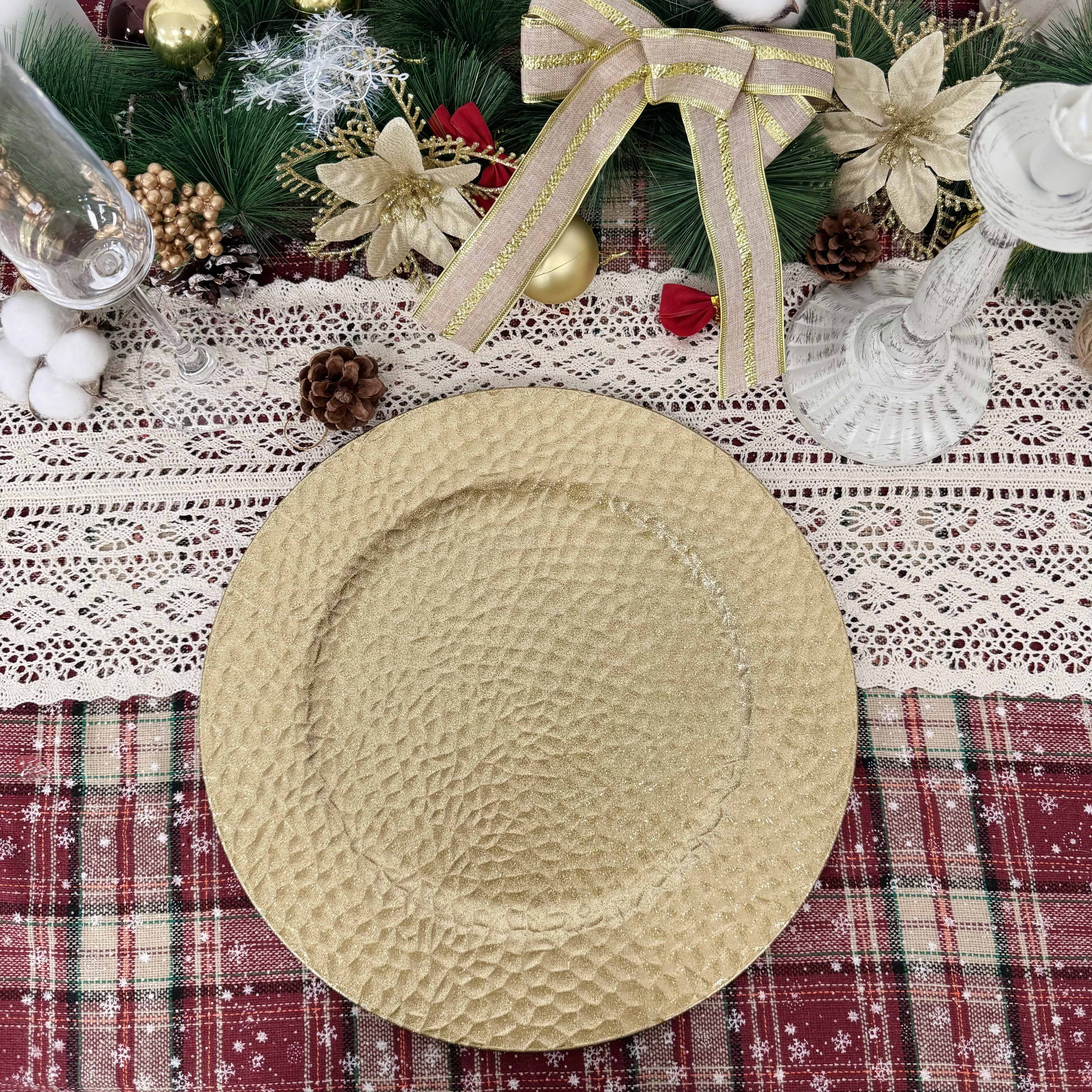 Factory Wholesale Golden Banquet Charger Plates Golden Coral Plastic Charger Plates cookware sets charger plates wedding