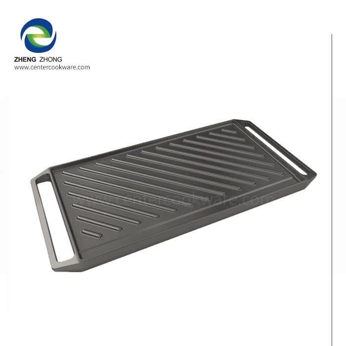 Customize design Rectangle Cast Iron Reversible cookware kitchenware Flat Griddle Pan Grill Hot Plate Steak Fried Pan BBQ plate