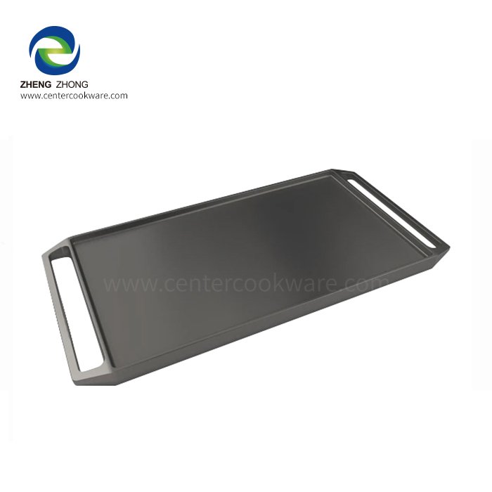 Customize design Rectangle Cast Iron Reversible cookware kitchenware Flat Griddle Pan Grill Hot Plate Steak Fried Pan BBQ plate