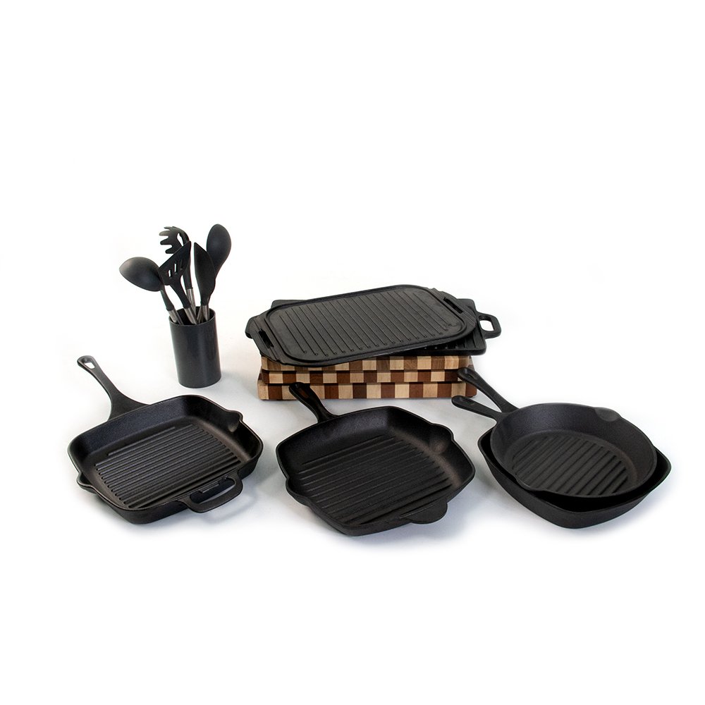 mcooker low moq preseasoned cast iron cookware set pot cooking iron cast frying pan skillet bbq grill pans cast iron pan set