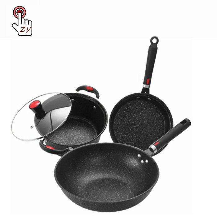 Manufactures Hot Selling High Quality Non Stick Die Casting Cast Iron Kitchen Cooking Pot Frying Pan Casserole Cookware Sets