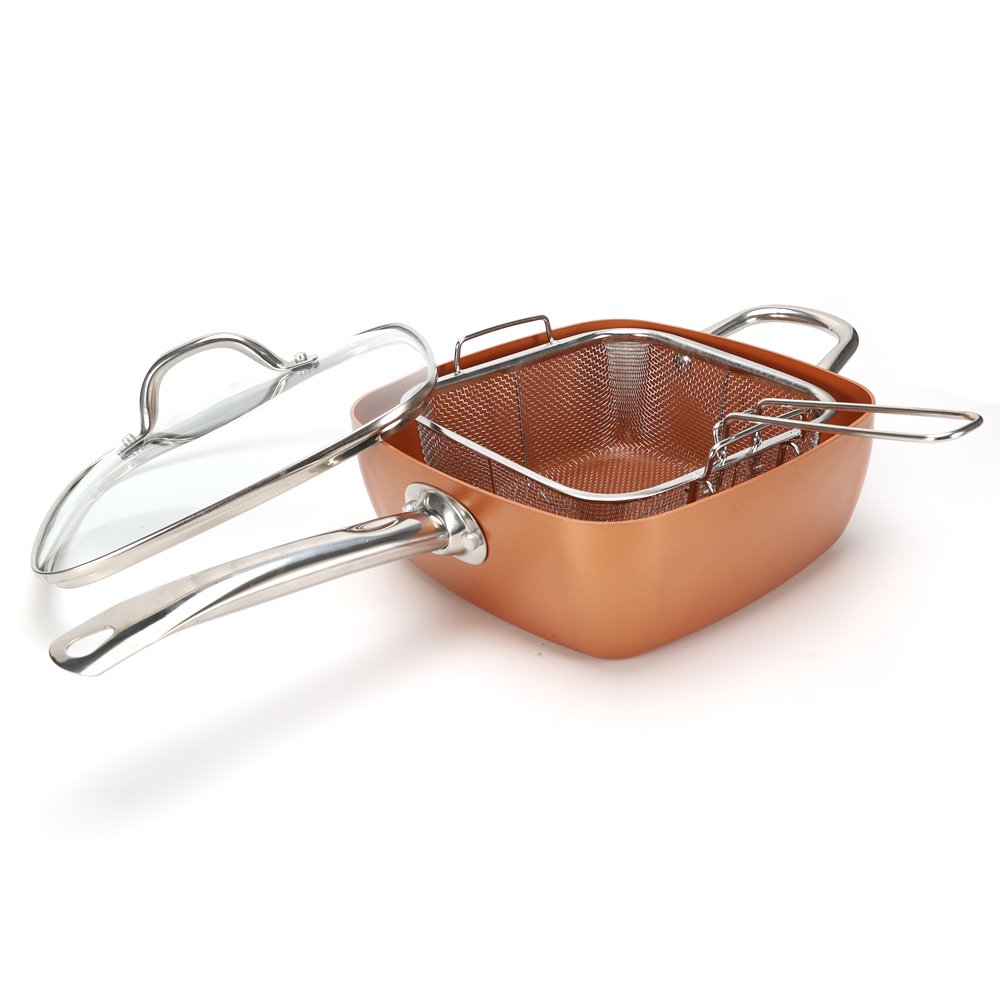 Hot sale 4pcs copper cookware square casserole eco ceramic cookware set