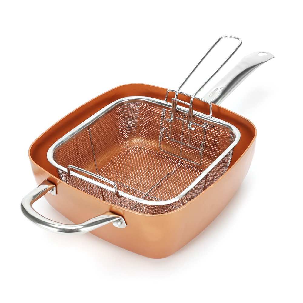 Hot sale 4pcs copper cookware square casserole eco ceramic cookware set