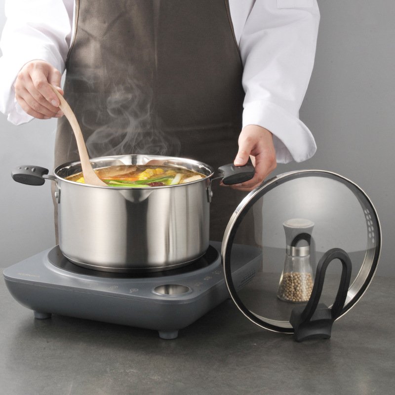 6 pieces Kitchen Casseroles Soup & Stock Pots Heat Resistance Stainless Steel Cookware Set With Glass Lid