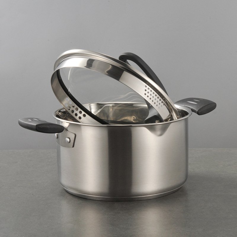 6 pieces Kitchen Casseroles Soup & Stock Pots Heat Resistance Stainless Steel Cookware Set With Glass Lid
