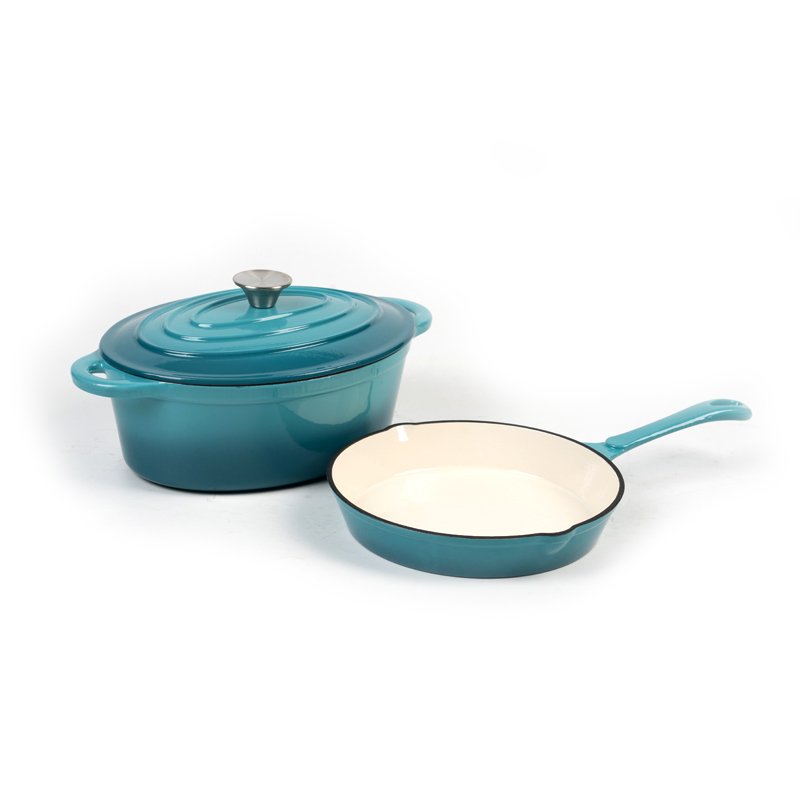 Large size enamel cast iron skillet color soup pot dutch oven enameled cast iron cookware set