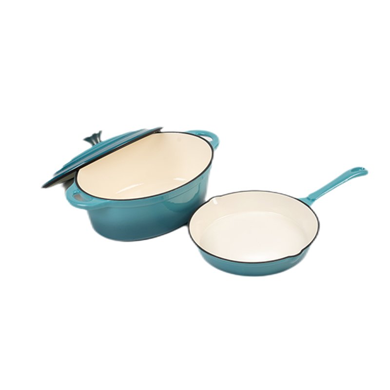 Large size enamel cast iron skillet color soup pot dutch oven enameled cast iron cookware set
