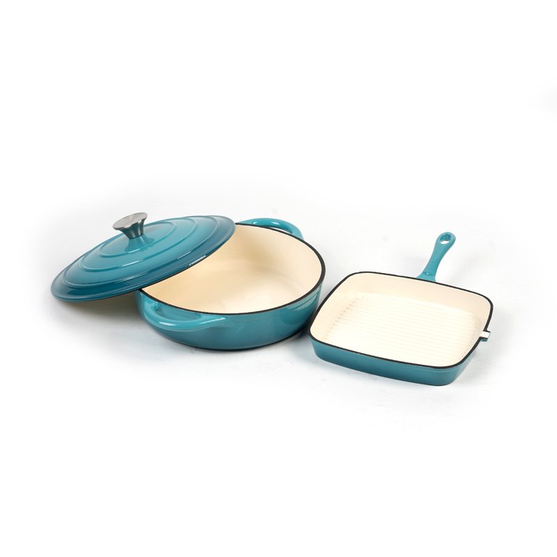 Large size enamel cast iron skillet color soup pot dutch oven enameled cast iron cookware set