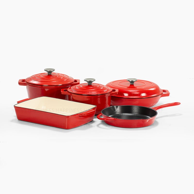 Factory custom Dutch Pan non-stick stockpot Frying pan casserole enamelled Pre-seasoned Cookware set