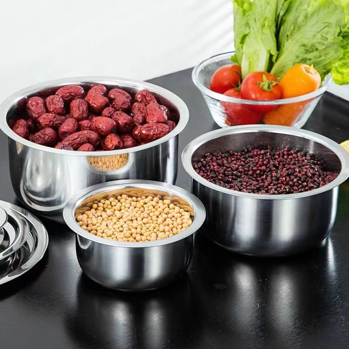 Cheap 3PCS Kitchen Insulated Cookware Set-Stock Pot Casserole Heat Preservation Food Warmer Household Serving Bowls Inner Lids