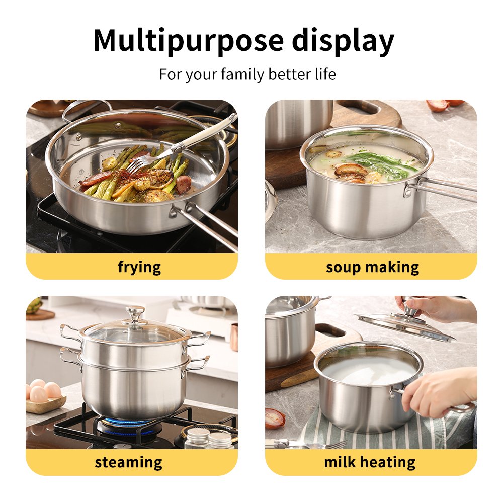 Stainless Steel soup & stock pots Double Bottom Cookware Set Casseroles kitchenware Cooking Pots And Pans
