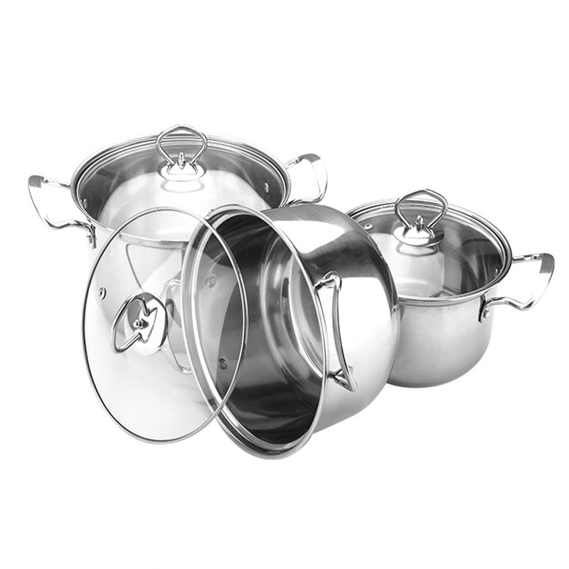 12pcs wholesale non stick soup stock steam cooking pot stainless steel cookware sets casserole set with lid