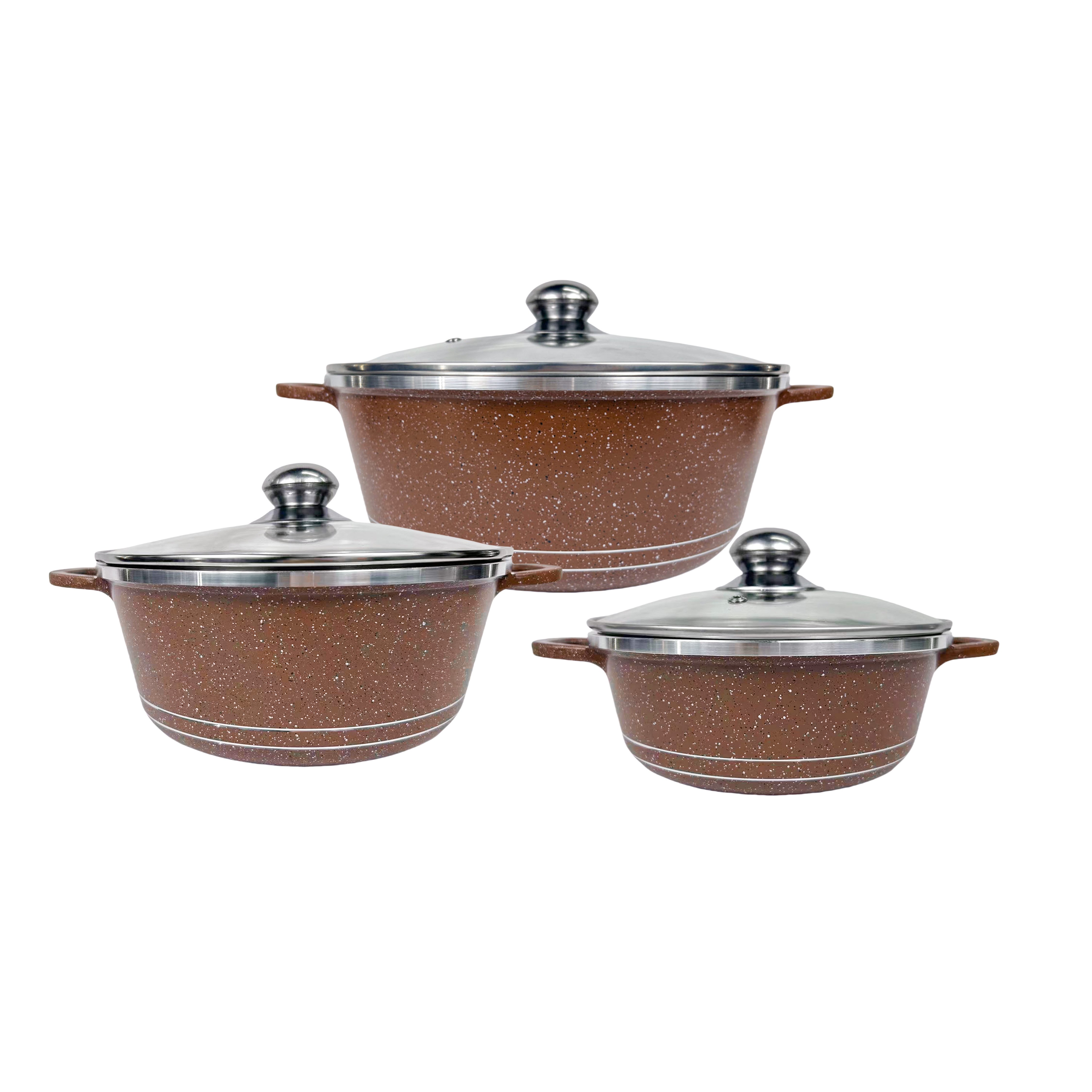 classic hot sale die casting aluminum kitchenware sauce pan set non stick pan casserole with cover marble cookware