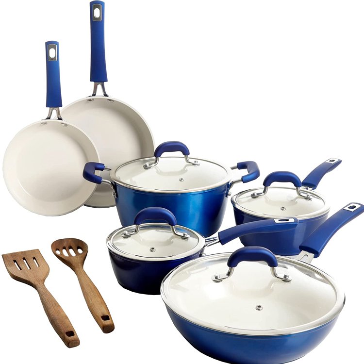 Best Sale Kitchen Cookware Food Cooking Pot Sets Pans Sets Cookware Aluminum OEM Packing Ceramic Coating Stainless Steel Handle