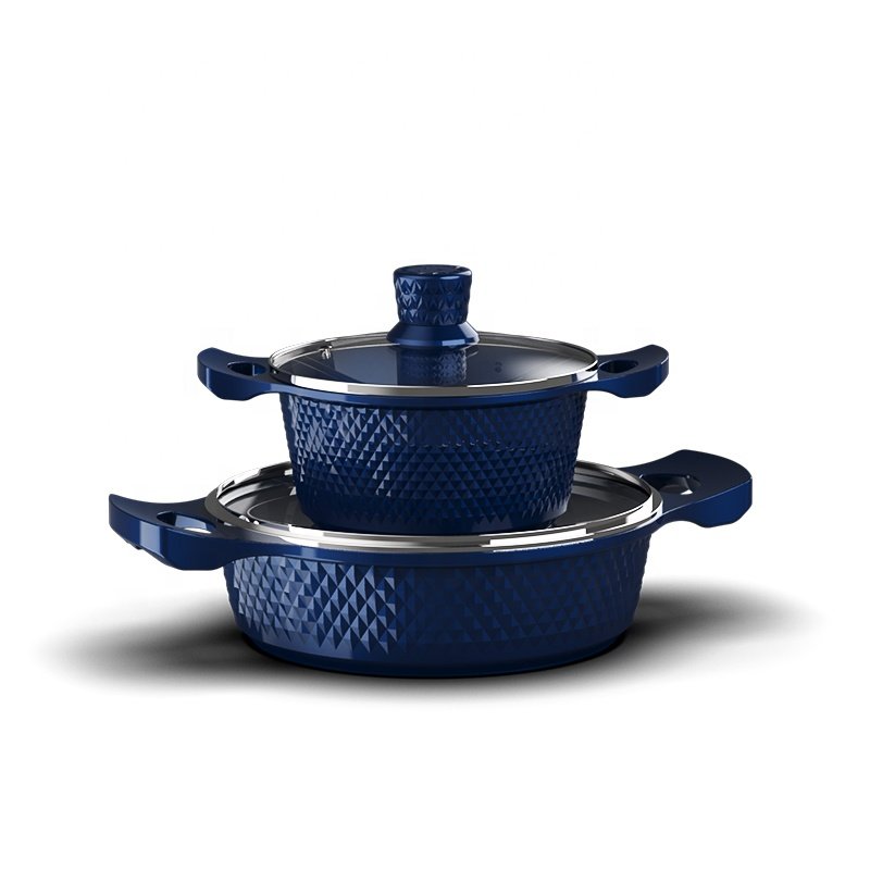 new launch 10pcs diamond shape die cast aluminum non stick stock pot cookware set with lids casserole
