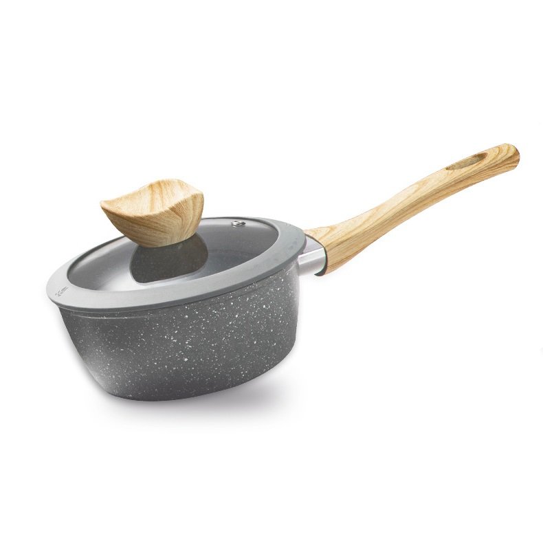 Wholesale High Quality NonStick Aluminum Cookware Pot Medical Stone Eco-friendly Cookware Pans and Pot Set With Silicone Rim Lid
