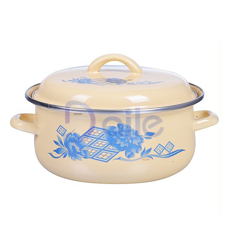 Hot Sale 6pcs Enamel Coating Pots Cookware Sets Custom Decal Enamel Casserole Sets
