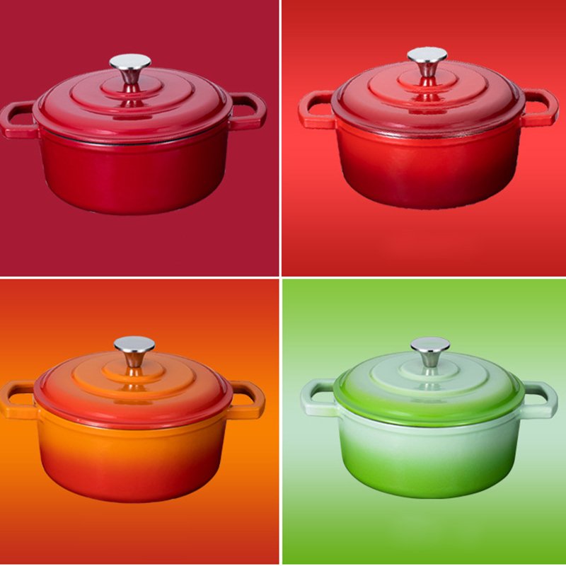 Hot Sale Low MOQ Modern Kitchen Ware Non Stick Cast Iron Cookware Pot Enamel Casserole Mini Dutch Oven Pot 3.5 Red Color