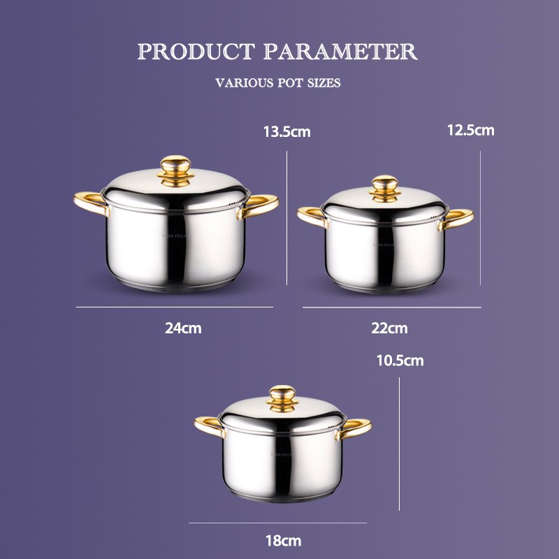 KAISA VILLA W2009 Stainless Steel Cookware Sets Non Stick soup & stock pots Nonstick Kitchen Cooking Pots sauce pots