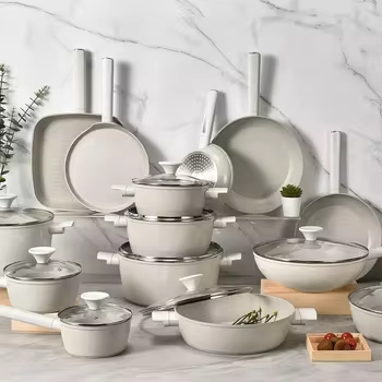 Granite Pot Cookware Set White Restaurant Commercial White Ceramic Aluminum Nonstick Kitchenware Cookware Set