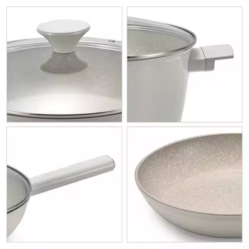Granite Pot Cookware Set White Restaurant Commercial White Ceramic Aluminum Nonstick Kitchenware Cookware Set