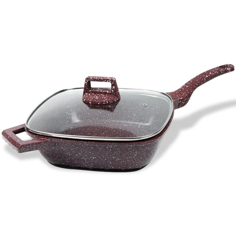 brownish red square die cast aluminium nonstick coating casserole sets